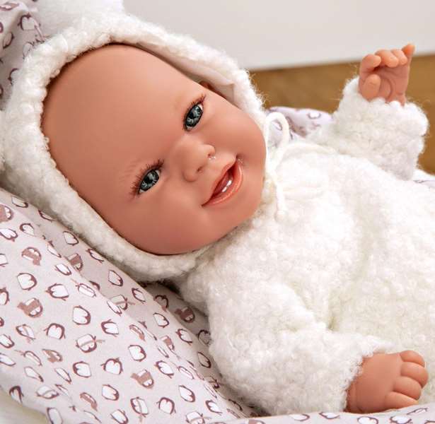 Muñecas Arias - Poupée Elegance 35 cm avec couverture, blanc, jouet d'éveil sensoriel et de poids, âge recommandé 3 ans