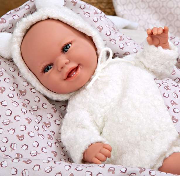 Muñecas Arias - Poupée Elegance 35 cm avec couverture, blanc, jouet d'éveil sensoriel et de poids, âge recommandé 3 ans