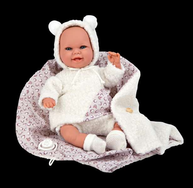 Muñecas Arias - Poupée Elegance 35 cm avec couverture, blanc, jouet d'éveil sensoriel et de poids, âge recommandé 3 ans
