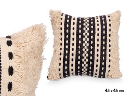 GIFTDECOR Lot de 6 coussins à rayures noir et beige 45x45 cm