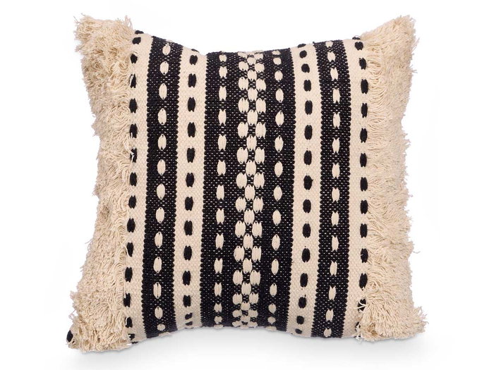GIFTDECOR Lot de 6 coussins à rayures noir et beige 45x45 cm