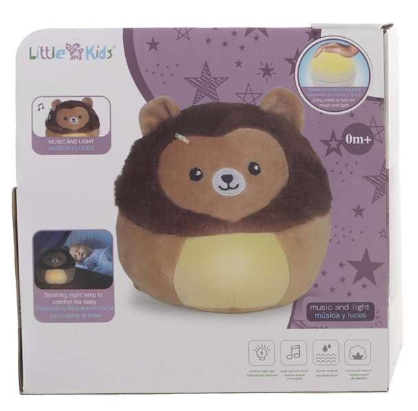 Creaciones Llopis - Peluche Lion Calin avec Veilleuse et Musique 24 cm - Doudou pour Enfant avec Lumière Nocturne et Sons Apaisants