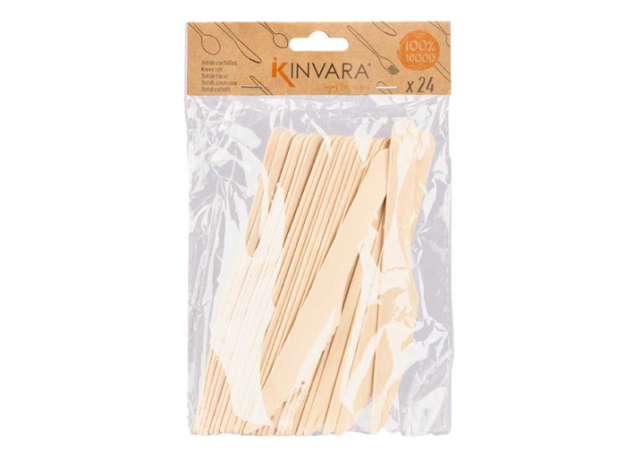 Kinvara Set de 24 Couteaux en Bois de Bouleau Marron 14x22x2,3 cm (Set de 36)