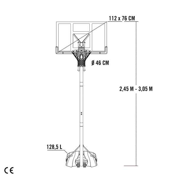 Color Baby - Canastilla de baloncesto portable ajustable en polycarbonate Lifetime avec panneau, hauteur réglable 244-305 cm