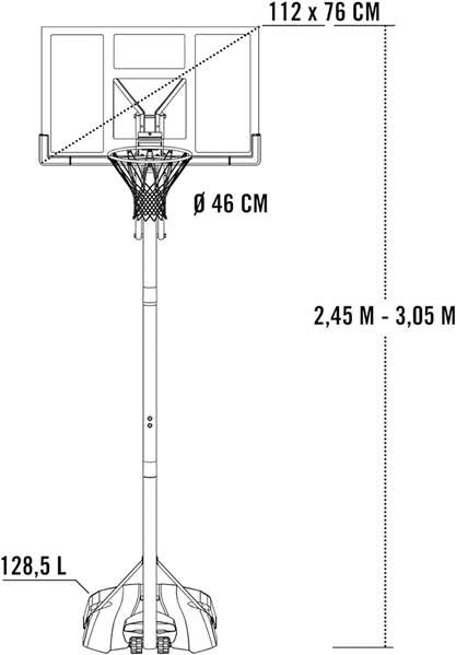 Color Baby - Canastilla de baloncesto portable ajustable en polycarbonate Lifetime avec panneau, hauteur réglable 244-305 cm