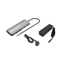 i-tec Metal USB-C Nano 2x Display Docking Station avec PD 100 W, 2x HDMI 4K, Ethernet, USB 3.2, Chargeur 100 W