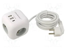 QOLTEC Bloc d'alimentation 3 prises 230V AC 16A blanc