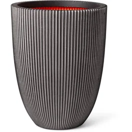 CAPI EUROPE Vase GROOVE NL bas élégant en polyéthylène recyclé anthracite - 34x46 cm