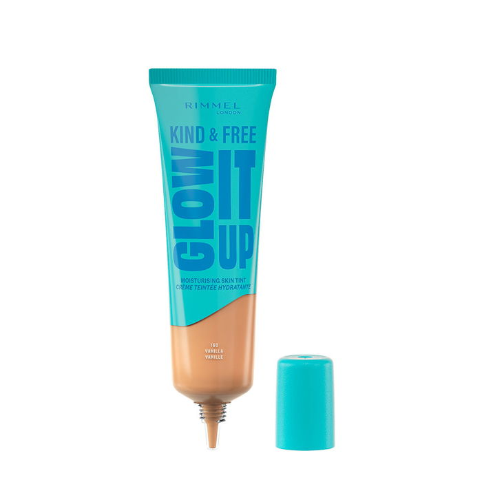 Rimmel London Fond de teint liquide KIND & FREE GLOW IT UP #160-Vanille 30 ml - Teint lumineux et hydraté, vegan, sans parfum