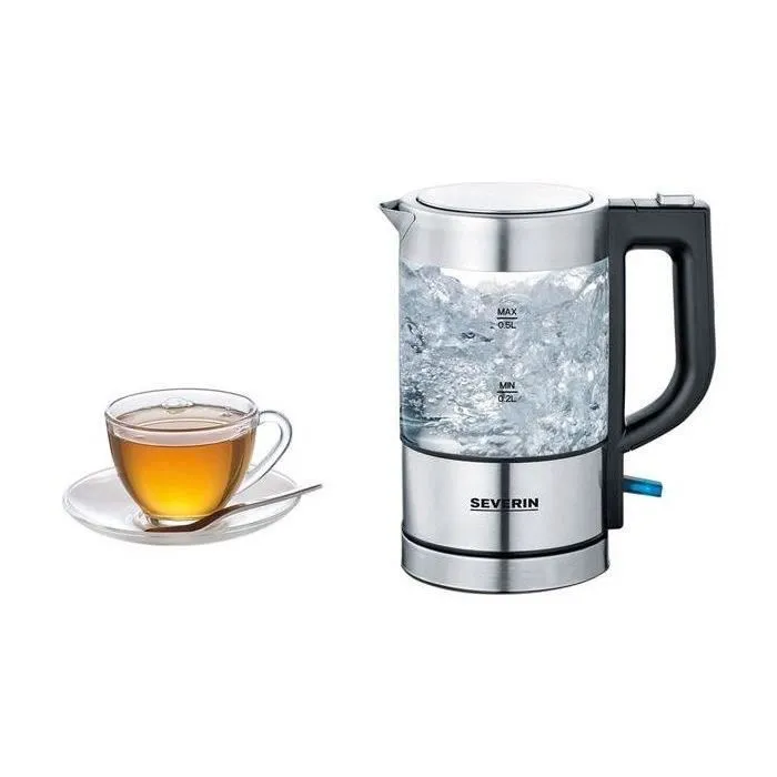 Severin WK 3472 - Bouilloire 0,5 L - 1100W - Verre/Inox