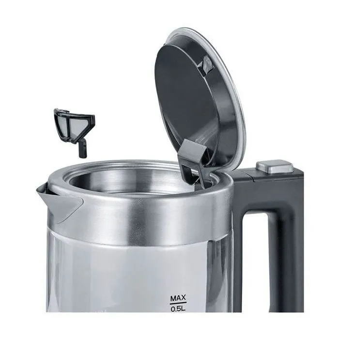 Severin WK 3472 - Bouilloire 0,5 L - 1100W - Verre/Inox