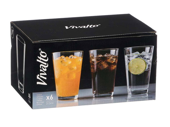 VIVALTO Verre à soda conique 315 ml, lot de 24, transparent VIVALTO Verre à soda conique 315 ml, lot de 24, transparent