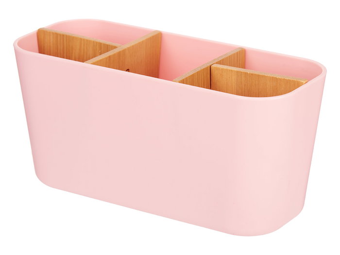 Berilo Organisateur ovale 5 compartiments bambou rose 21x10x9 cm (Set de 6)