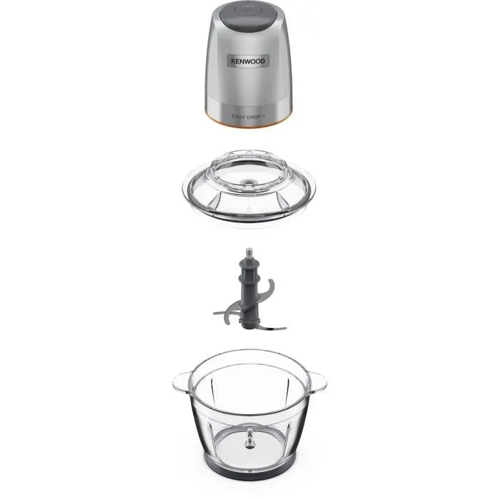 Kenwood CHP62.400S Easy Chop+ Mini-hachoir 500 W - 4 lames inox Quad Blade, 2 vitesses, capacité 0.6 L, accessoire mayonnaise