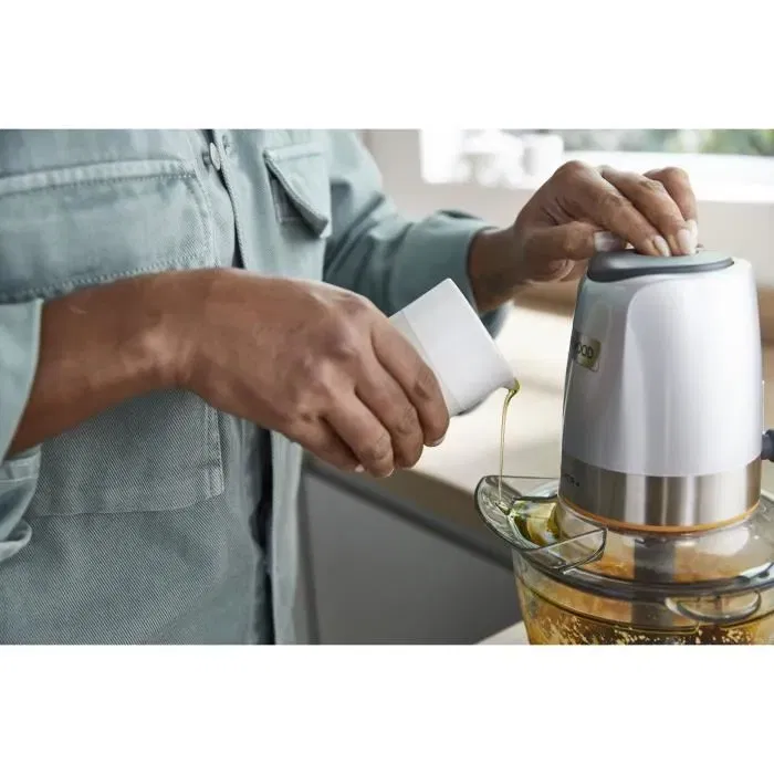 Kenwood CHP62.400S Easy Chop+ Mini-hachoir 500 W - 4 lames inox Quad Blade, 2 vitesses, capacité 0.6 L, accessoire mayonnaise