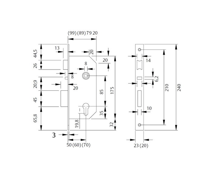 Tesa Serrure Antipanique 2030FRS6RNE Entrée 60mm Finition Nickel pour Portes Bois