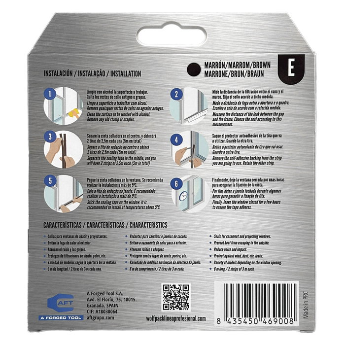 WOLFPACK LINEA PROFESIONAL Joint Élastique en E 6 m x 9 mm Marron