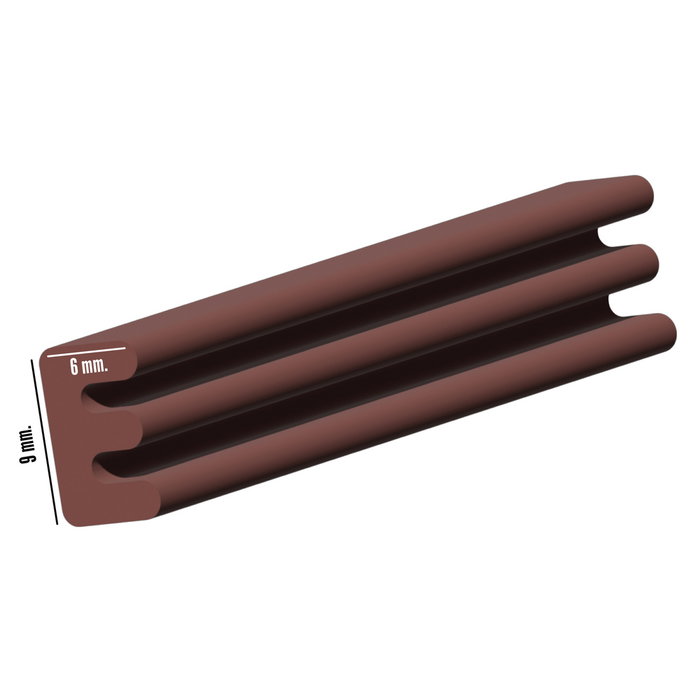 WOLFPACK LINEA PROFESIONAL Joint Élastique en E 6 m x 9 mm Marron