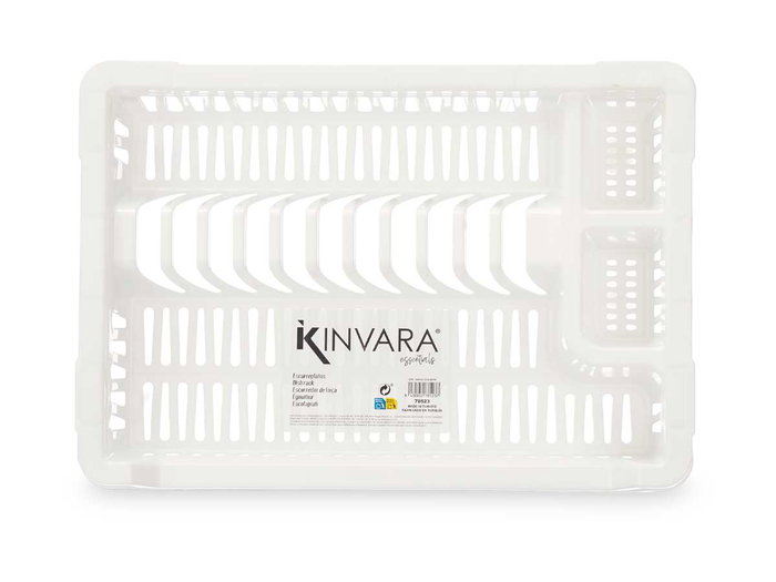 Kinvara Égouttoir à vaisselle en plastique blanc petit 42x7x29 cm (Set de 24)