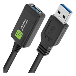 Techly Câble d'Extension Active USB 3.2 SuperSpeed+ 5 mètres Noir - Prolongateur de Signal 5 Gbps pour Clavier, Souris, Disque, Imprimante, Xbox