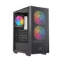 Einarex Boîtier PC Gaming P100 ATX Semi-Tour Noir, 3 Ventilateurs RGB, Panneau Latéral Verre Trempé