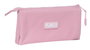 Safta Triple Munich Basicos Rosa - Porte-tout triple, jeu d'organisation pour enfants, 22 x 12 x 3 cm