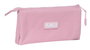 Safta Triple Munich Basicos Rosa - Porte-tout triple, jeu d'organisation pour enfants, 22 x 12 x 3 cm