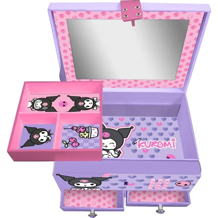 Kids Licensing Boîte à bijoux secret Kuromi avec compartiments et ouverture sonore à code secret - Fonctionne avec piles LR44 incluses - A partir de 5 ans Kids Licensing Boîte à bijoux secret Kuromi avec compartiments et ouverture sonore à code secret - Fonctionne avec piles LR44 incluses - A partir de 5 ans
