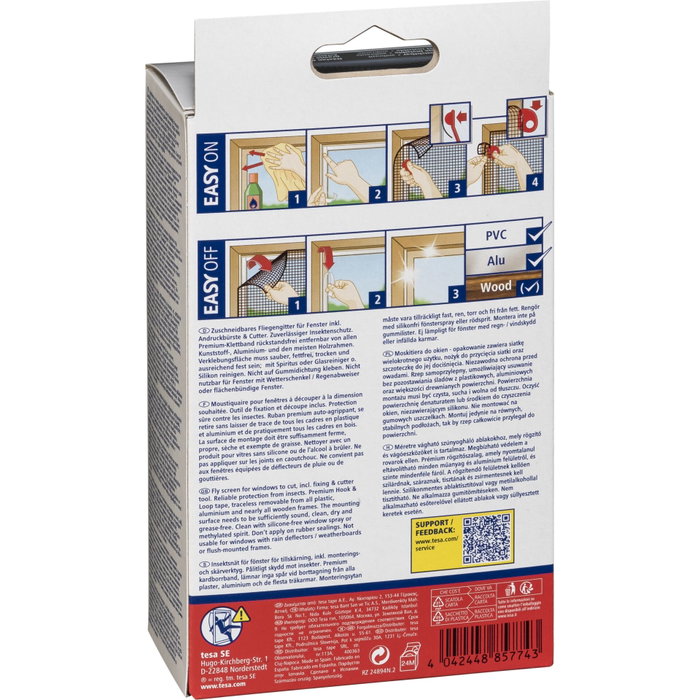 Tesa Insect Stop Comfort Moustiquaire pour fenêtres avec velcro, 1,20 x 2,40 m, noir