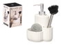Kinvara Dosificateur de cuisine avec éponge et brosse blanc 13 x 19 x 11 cm (Set de 12)