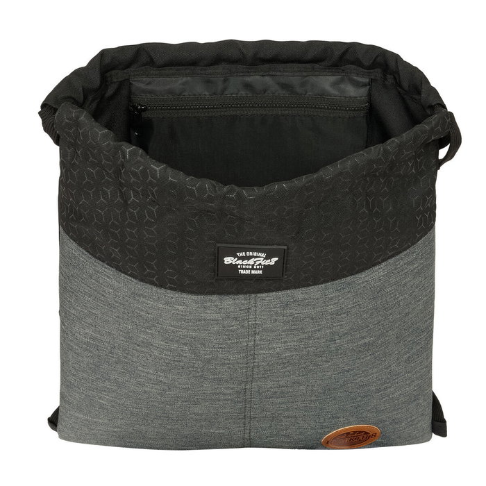 Sac à dos serré par des ficelles BlackFit8 Old school Noir Gris 35 x 40 x 1 cm