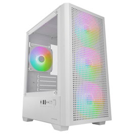 Mars Gaming Caisse MicroATX MC-VECTOR avec 4 Ventilateurs ARGB, Panneau Mesh, Fenêtre en Verre Trempé, USB-C