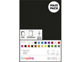 Innspiro Feutre acrylique noir feuilles 20x30cm 1mm 20u.