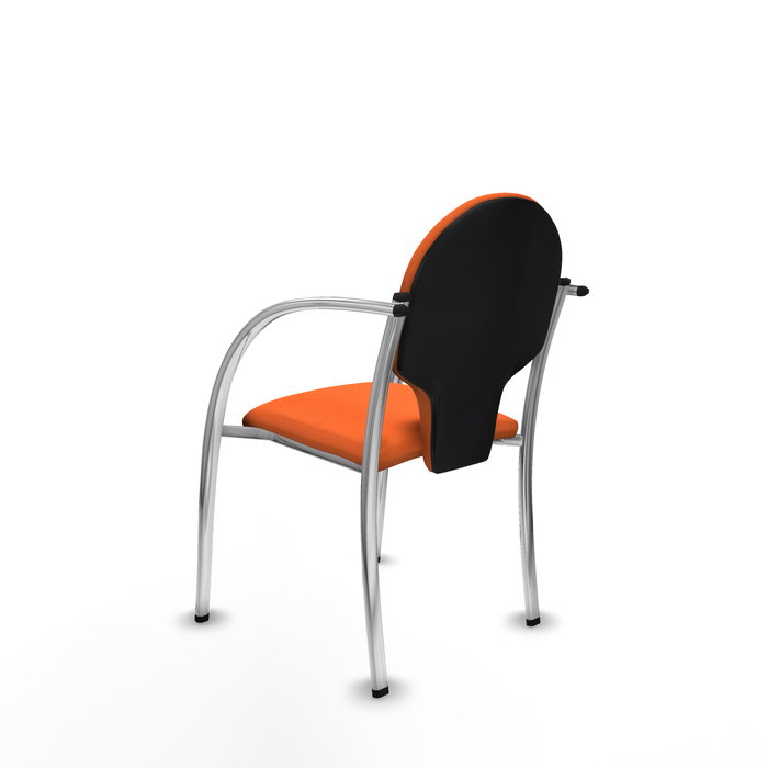 Silla Hellín tapizada con Tela color Naranja. Brazos fijos Silla Hellín tapizada con Tela color Naranja. Brazos fijos