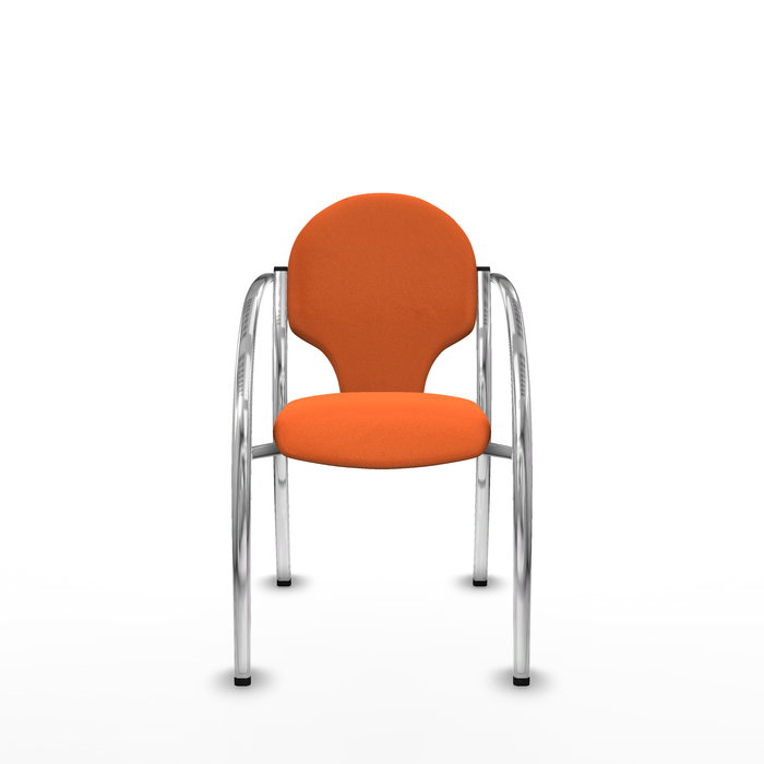 Silla Hellín tapizada con Tela color Naranja. Brazos fijos Silla Hellín tapizada con Tela color Naranja. Brazos fijos