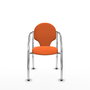 Silla Hellín tapizada con Tela color Naranja. Brazos fijos