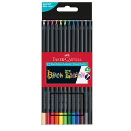 Faber Castell Black Edition Crayons de couleur - Noir - Pack de 12