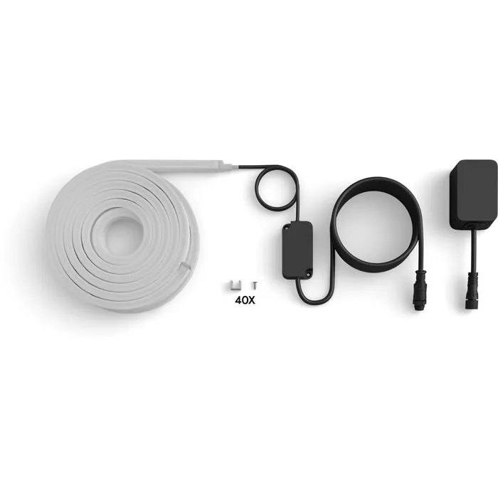 Philips Hue Ruban LED Neon Extérieur - 10 mètres, 1100 lm - ChromaSync, Ambiance et Blanc Éclatant - Résistant, Ajustable