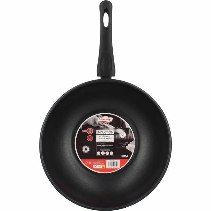 Menastyl Wok en acier inoxydable 28 cm Menastyl Wok en acier inoxydable 28 cm