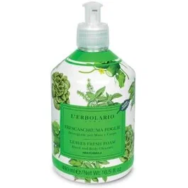 L'Erbolario Frescaespuma Hojas Detergent Mains et Corps Edition Limitee 490 ml, Arome d'Herbes Vertes, Extrait de Basilic, Concombre et Laitue, Sans Paraben