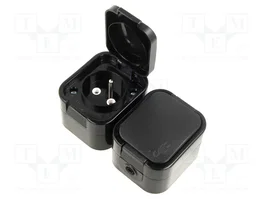 ABEX Socle d'alimentation AC 2P+PE Noir 16A IP54