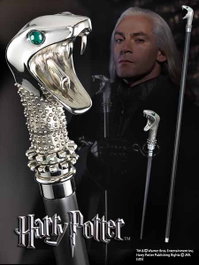 The Noble Collection Harry Potter Réplica - Bâton de Lucius Malfoy avec Vara Magique en Bois et Métal plaqué Argent