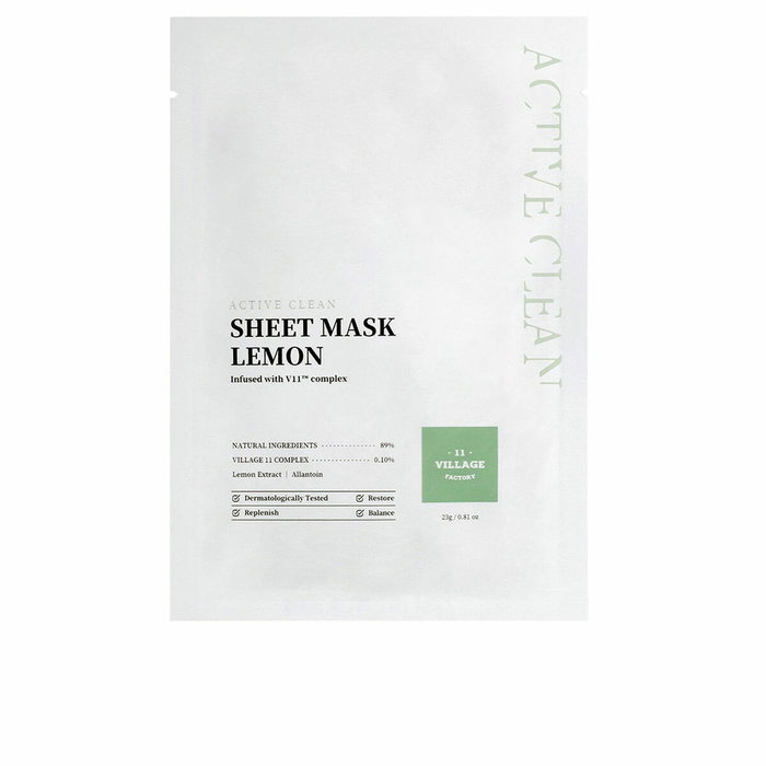 Village 11 Factory ACTIVE CLEAN Masque en tissu Citron 23 g Village 11 Factory ACTIVE CLEAN Masque en tissu Citron 23 g