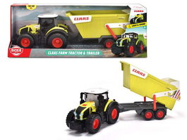 Smoby - Tractor Claas ferme avec remorque - 65 cm - Jouet enfant avec sons et lumières - Fonctionne avec piles - Langues produit : espagnol, portugais