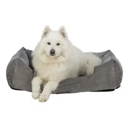 TRIXIE - VITAL LENNOX - Panier orthopédique pour chien en tissu chenille - Lit confortable avec mousse visco-élastique - Dimensions 100 x 70 cm - Gris