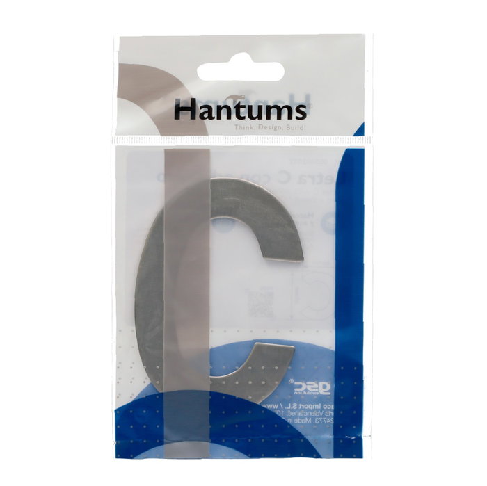 Hantums Lettre de porte C en acier inoxydable avec adhésif