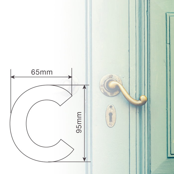 Hantums Lettre de porte C en acier inoxydable avec adhésif