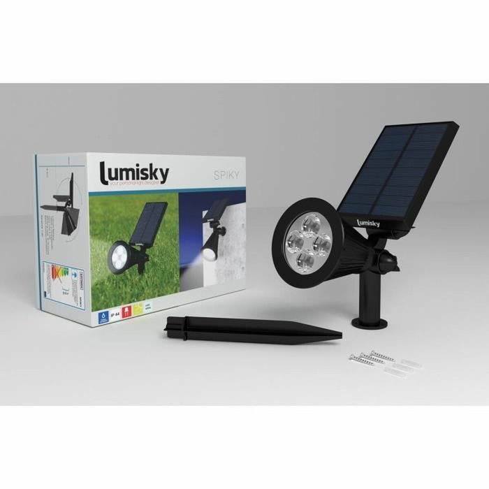 Lumisky Spot solaire extérieur 4 LEDs blanches 200 Lm tête pivotante 90° Lumisky Spot solaire extérieur 4 LEDs blanches 200 Lm tête pivotante 90°