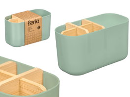 Berilo Organisateur en Plastique et Bambou 5 Compartiments Vert 17,5x8,5x10 cm (Set de 24)