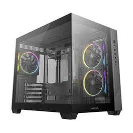 Deepcool CG330 3F Boîtier PC Gaming Micro ATX avec double vitre trempée, 3 ventilateurs ARGB, noir